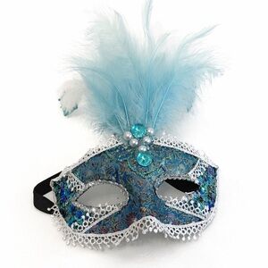 Unbranded • Elegant Venetian-Style Masquerade Mask in Aqua Blue & White